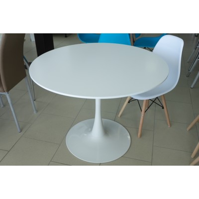 Стол обеденный белый 1000 (стол. круглая МДФ, ножка метал) SQT-1