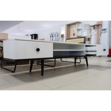 Тумба ТВ-2 Art design 1802*450*400 орех темный/белый глянец Тумба ТВ-2 Art design 1802*450*400 орех темный/белый глянец