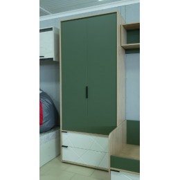 Лео ТД-410.07.22 Шкаф для одежды комбинированный  Гикори джексон/Белый матовый/Дымчатый зеленый