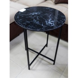 Стол со стеклянной поверхностью ДП 1-03-04 (журнальный) (черный/стекло мрамор черный)