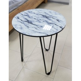 Стол со стеклянной поверхностью ДП 1-03-09 (журнальный) (черный/стекло мрамор белый)