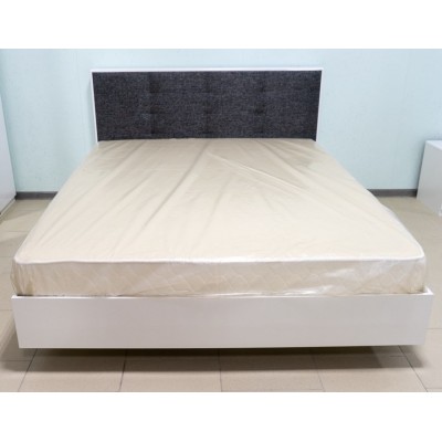 Тесса Кровать 1600 тип 1 белый жемчуг/рогожка серая