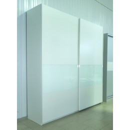 Шкаф Прайм 2200*2300*570 из 3-х секций (ДСП+белое стекло) Белый снег