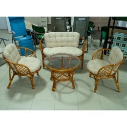 Комплект для отдыха Багама коньяк (2 кресла+диван+стол)