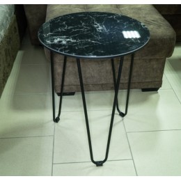 Стол со стеклянной поверхностью ДП 1-03-09 (журнальный) (черный/стекло мрамор черный)